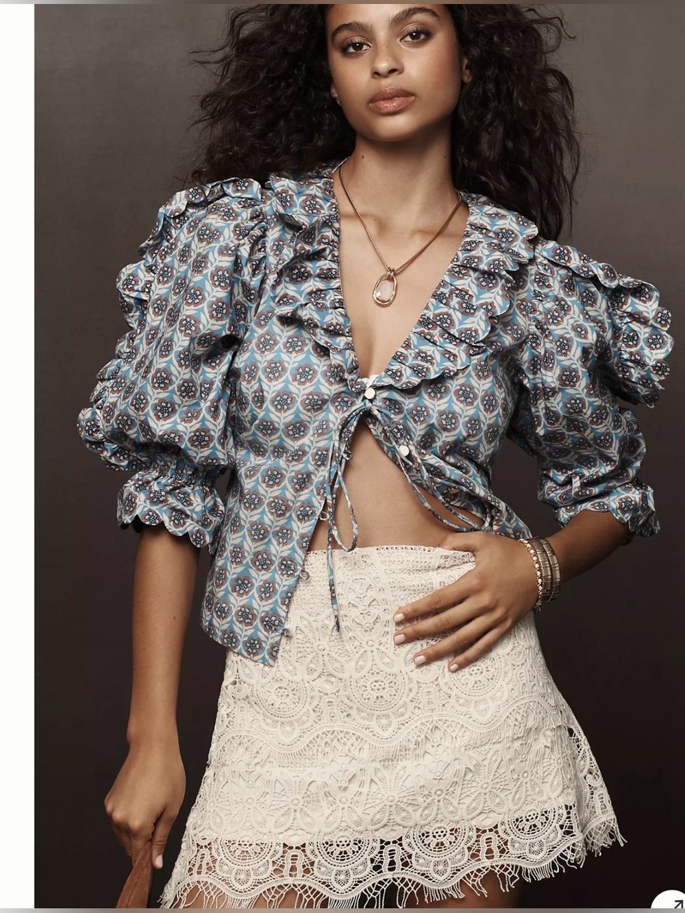 NWT Anthropologie Layered Lace Mini Skirt Ivory 10